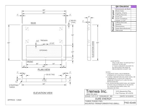 typical transformer pad size